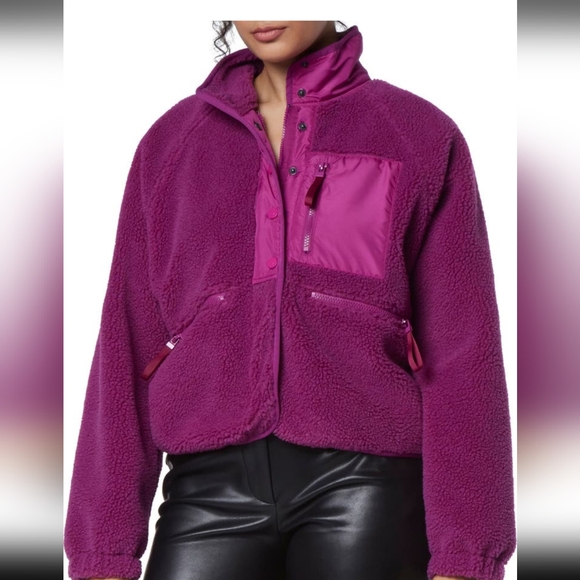 NWOT Marc New York Women's Mixed Media Fleece Zip Jacket - Picture 1 of 4